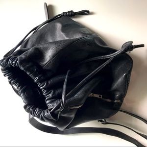 Topshop Black Leather Backpack